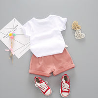 Girls' Simple Fashion Round Neck Short Sleeves Shorts Two-piece Set