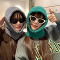 Warm Woolen Hat Scarf One Female Winter Earflaps Knitted Hat