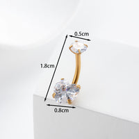Stainless Steel Body Piercing Jewelry Inner Teeth Zircon Belly Nail Belly Button Ring