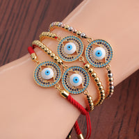 Copper Zircon Jewelry Fashionable Golden Adjustable Bracelet With A Devils Eye Design For Women