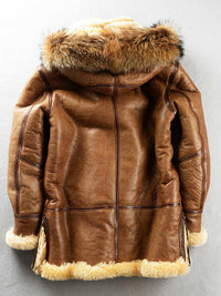 Multi-pocket Thick Long-haired Fur Leather Coat