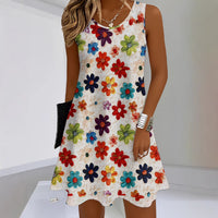 Sleeveless 3D Digital Print French-style Slip Dress