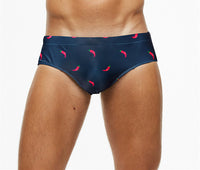 Men's Swimming Briefs With Printed Stitching To Prevent Embarrassment