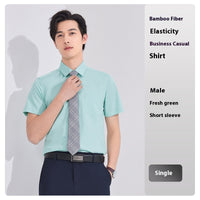 Bamboo Fiber White Shirt Men's Professional Short Sleeve