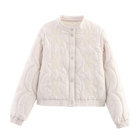 European And American Style French Embroidered Cotton-Padded Coat For Women