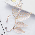 Simple Flashing Diamond Hollow Big Leaf Ear Clip