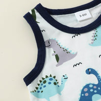 Boys Fashion Cartoon Dinosaur Printed Two-piece Suit