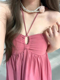 Women's Sexy Backless Halterneck Waist-Cinching Dress