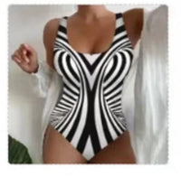 Sexy Sling One-piece Striped Printed Swimsuit