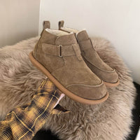 Retro Soft Leather Frosted Artistic Flat Ankle Boots