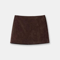 Distressed Sheepskin Suede Simple Sheath Skirt