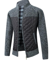 Autumn And Winter Men's Stand Collar Striped Plaid Zipper Plush