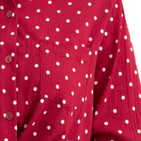 Women's Single-breasted Lapel Chiffon Slim Fit Long Sleeve Polka Dot Shirt