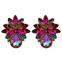 New Fashion Women's Personality Flower Rhinestone-embedded Earrings