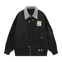 Street Multi-pocket Bomber Jacket Men's Contrast Color