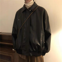 Trendy Cool Leather Jacket A Slim-fit Streetwear Coat