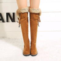 Autumn And Winter Simple Plus Size 40-44 Suede Over The Knee Student Women's Boots