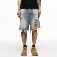 Retro Washed Old Men's Baggy Denim Shorts