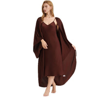 Womens Simple Satin Chiffon Camisole And Robe Set