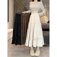 Slimming Midi A- Line Skirt Korean Style Elastic Waistband All-matching
