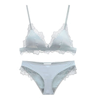 Triangle Cup Lace Embroidered French Lingerie Set