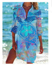 Women's Vacation Beach Bikini Jacket Printed Shirt