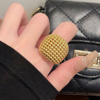 Retro Hollow Metal Ball Beads Simple Bracelet Ring