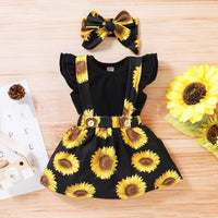 SUNFLOWER Printing Suit Romper Three-piece Suit