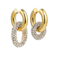 Fashionable Light-luxury Fully Diamond-encrusted Copper-plated Oval Earrings For Women