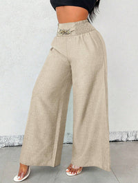 New Womens Fashionable Retro High-Waist Elastic Drapey Wide-Leg Long Pants For Women