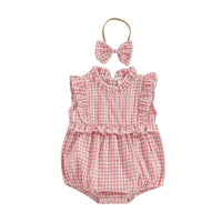 Lace Jumpsuit Girls' Sleeveless Baby Bodysuit Romper Headscarf