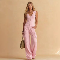 Womens Loose-fitting Pants And Top Set