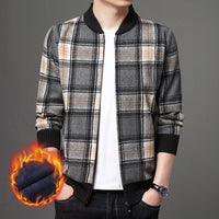 Fleece Jacket Zipper Cardigan Casual Plaid