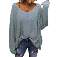 V-neck Loose-fitting Long-sleeve Sweater For Fall And Winter