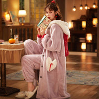 Fashion Cute Thick Coral Velvet Pajamas Women
