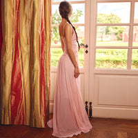 Chiffon Dress Solid Color Sexy V-Neck Cross-Over Layered Slit Suspender Maxi Dress