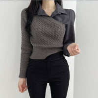 New Korean Style Stitching Temperament Top