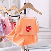Girls Ice Silk Sling Suit Summer Loungewear