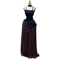 Sweet And Fresh Strap Spliced High-Waist Slimming A-Line Dress Long Dress