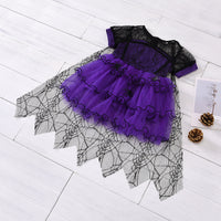 Girls' Halloween Mesh Cake Short Sleeve Dress