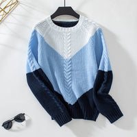 Contrast Color Twisted Women's Sweater Retro Loose Top
