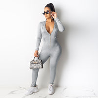 European and American fashion zipper hoodie jumpsuit