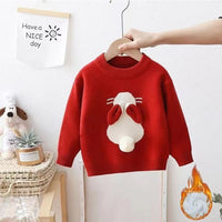 Girls' Knitted Thickened Integral Velvet Sweater