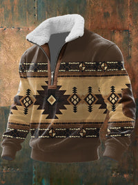 Long Sleeved Half Zippered Printed Casual Jacket