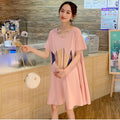 Pregnant Womens Short-Sleeve Thin Loose-Fitting Midi Dress