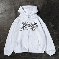 American Retro Hooded Zip-up Shirt Printed Sweater
