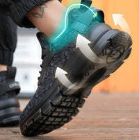 Camouflage Flying Woven Labor Protection Shoes With Steel Toe Caps
