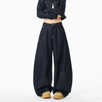 American-style Machete-cut Denim Jeans Retro And Relaxed-fit