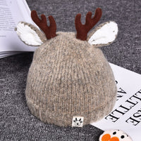 Infant Fall And Winter Thick Warm Wool Ball Baby Knit Caps Boys And Girls Wool Hat Deer Ears