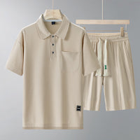 Sports Suit Men's Short-sleeved Thin Lapels T-shirt Shorts Running Leisure Two-piece Set